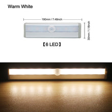 Load image into Gallery viewer, 6/10 LEDs PIR LED Motion Sensor Light Cupboard Wardrobe Bed Lamp LED Under Cabinet Night Light
