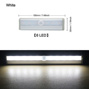 6/10 LEDs PIR LED Motion Sensor Light Cupboard Wardrobe Bed Lamp LED Under Cabinet Night Light